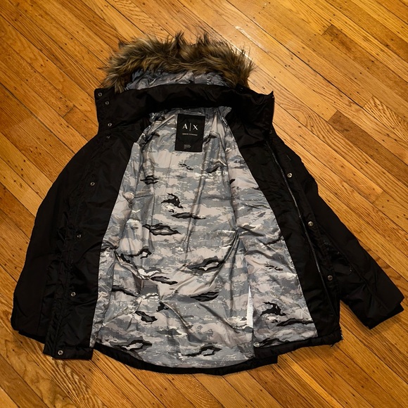 Armani Exchange Hooded Fur Parka Jacket Mens (S) - Picture 2 of 11